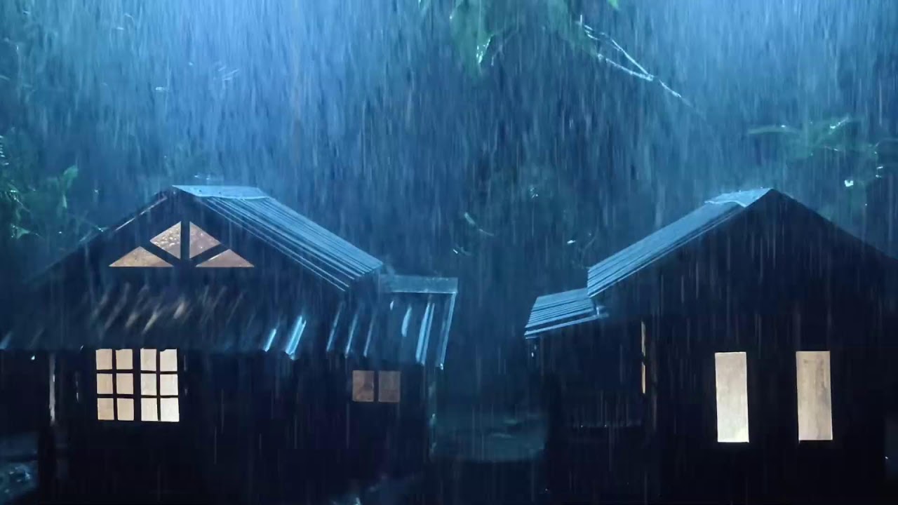 No Ads Rain Sounds for Sleeping - ASMR Wild Night Rain on Tin Roof for Severe Sleep Disorder #111