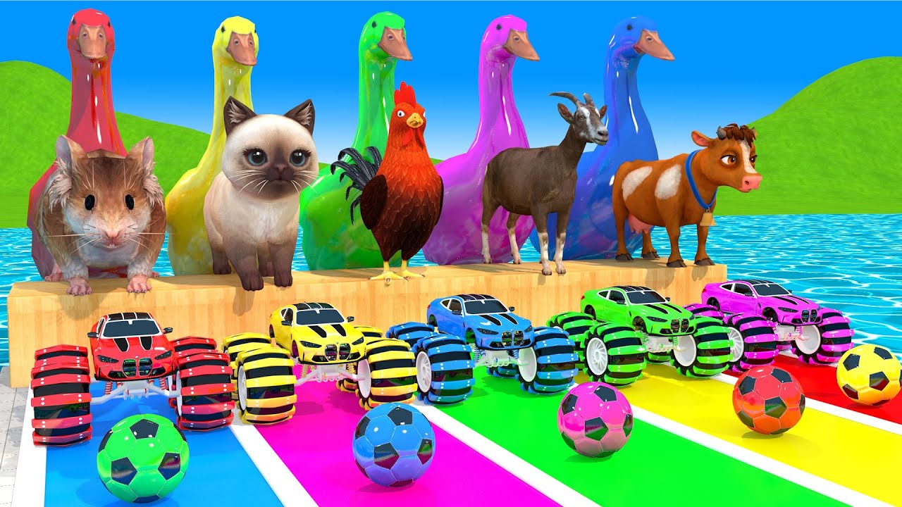 Long Slide Game With Cow Elephant Gorilla Hippopotamus Tiger 3d Animal Game Funny 3d Animals