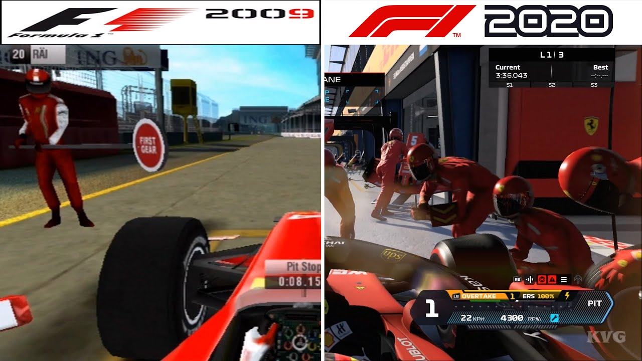 F1 Game Comparison (2009 - 2020 PIT Stop Gameplay Comparison)
