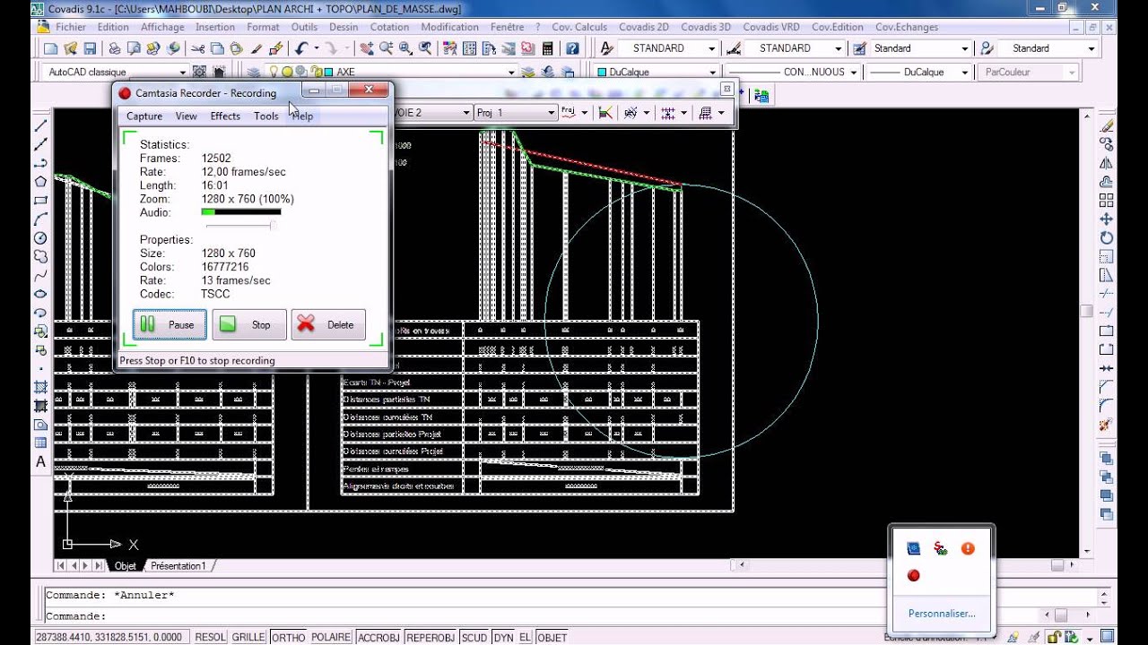 Conception Voirie avec Covadis 9.1 ( Tracé en Plan + Profil en long + Métré) by EL MAAROUFI TARIK