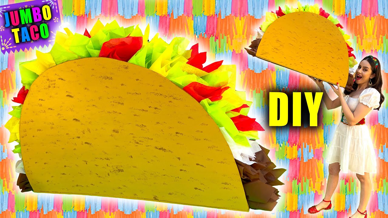 DIY DOLLAR TREE JUMBO TACO PROP (Fiesta Decor Idea!) || Lucykiins