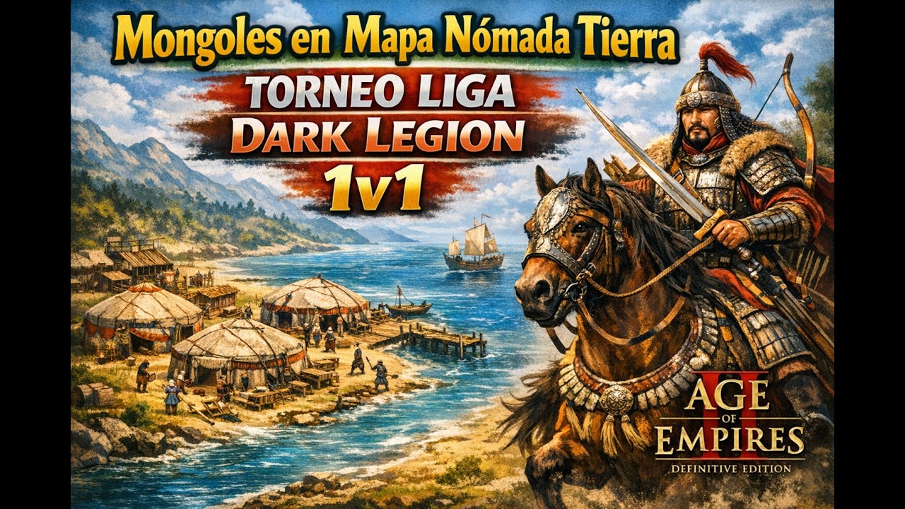 Age Of Empires 2 Multiplayer Gameplay Partida 1v1 Mapa Nomada Tierra Torneo Liga Dark Legion Mongol