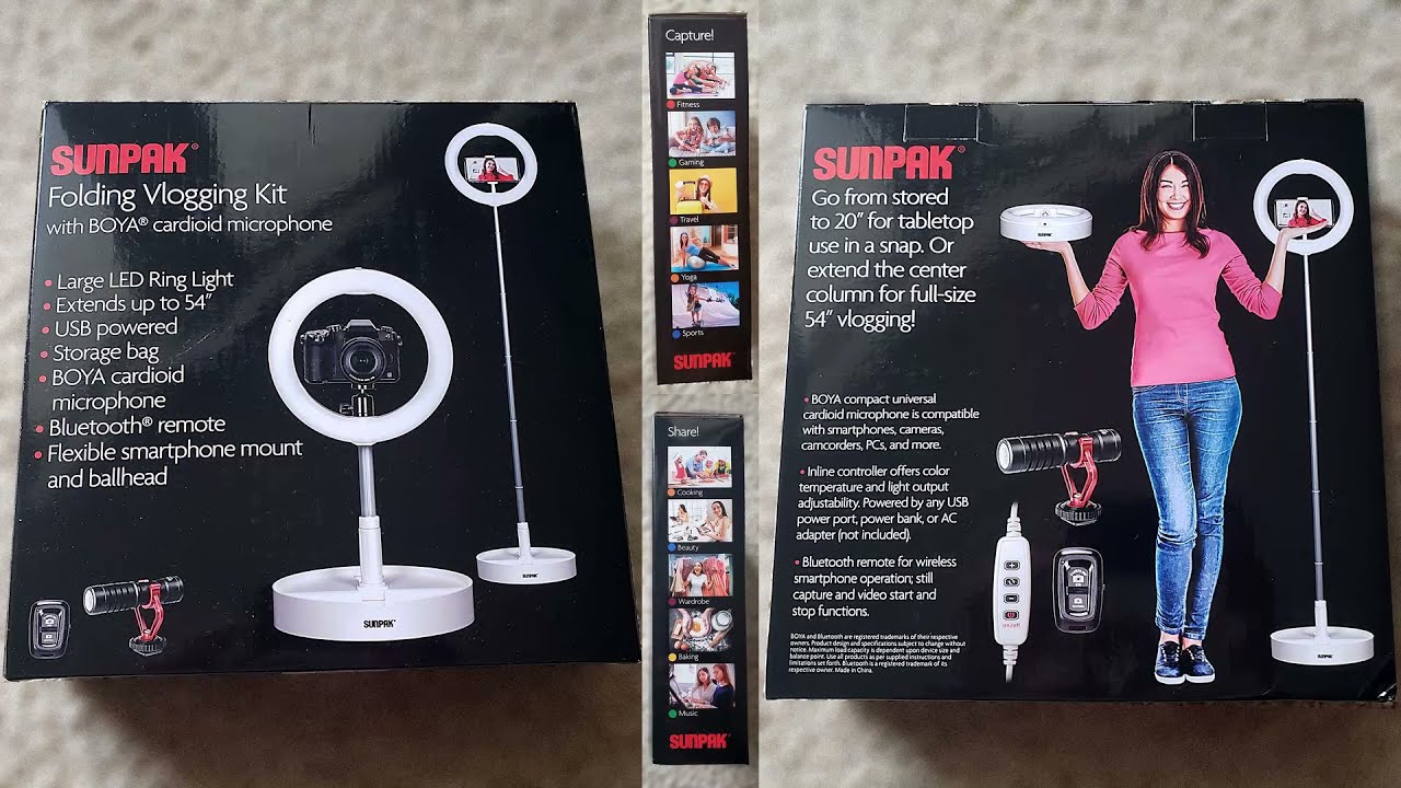 SUNPAK Folding Vlogging Kit with BOYA Cardioid Microphone