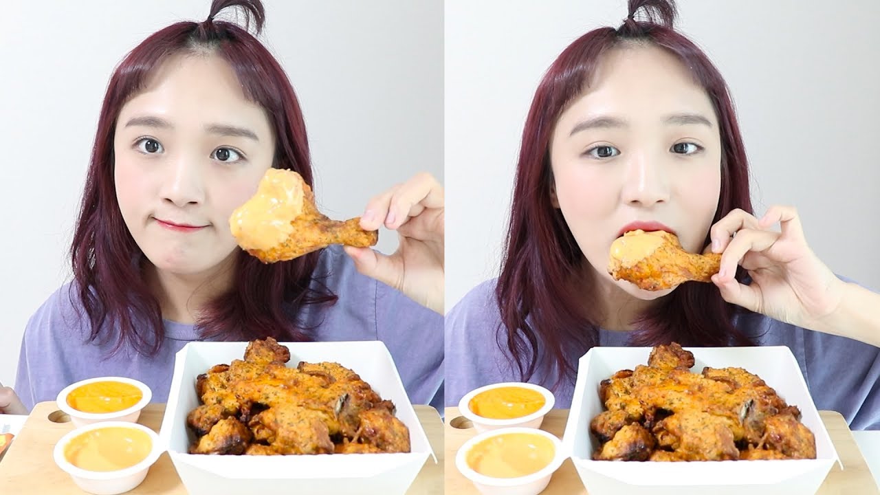 굽네 고추바사삭 먹방 _ 구운 치킨 먹방은 살이 절대 안쪄요 매우 건강하답니다 :D