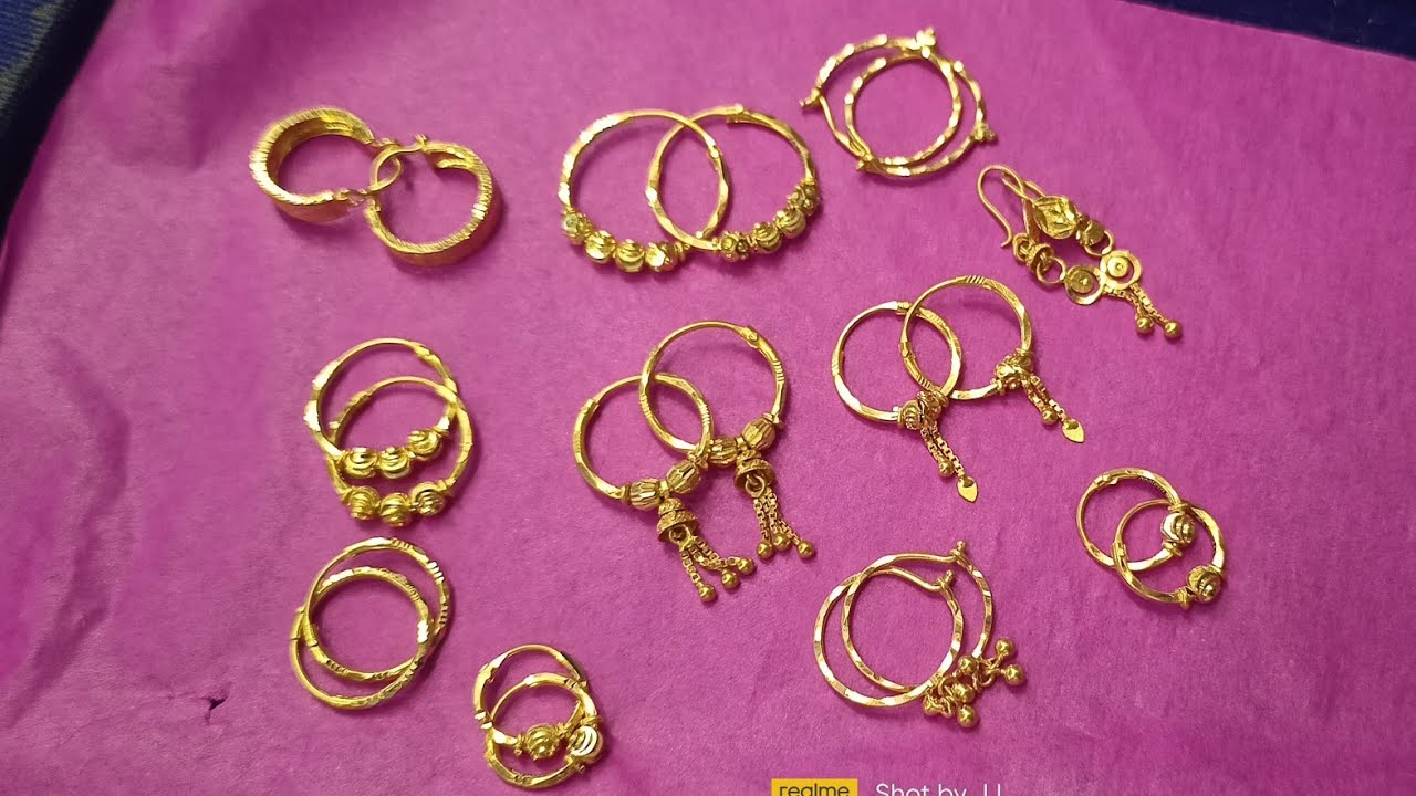 light weight gold Bali design with price for baby girl / gold bali earrings for daily wear / men