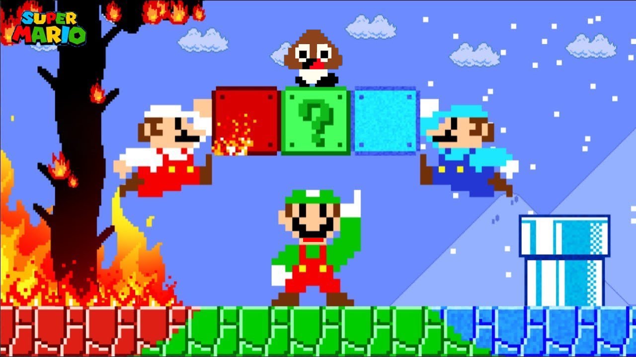 When everything Mario touches Burns vs Luigi touches Turns into ICE ? | Ks Mario