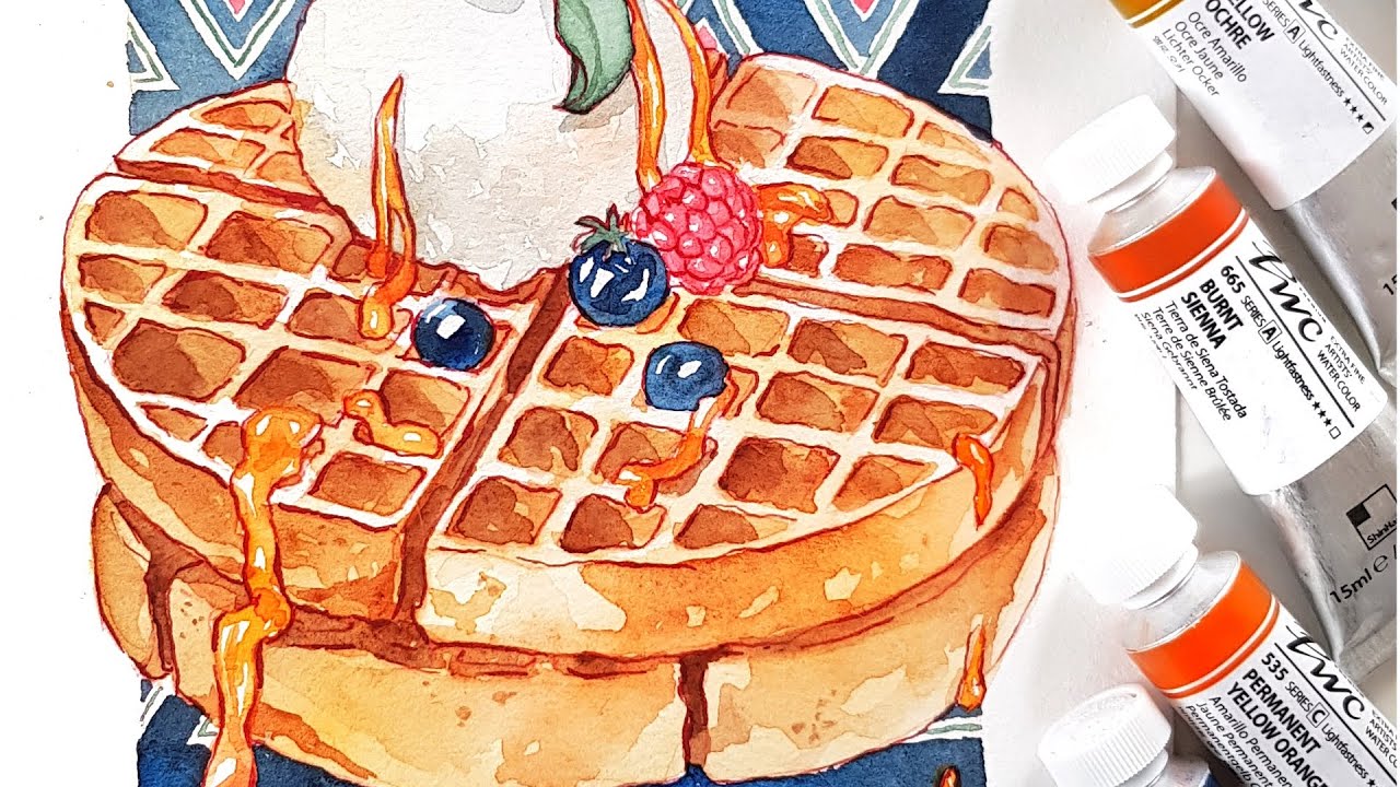 WAFFLES -  HUNGRY Watercolor series