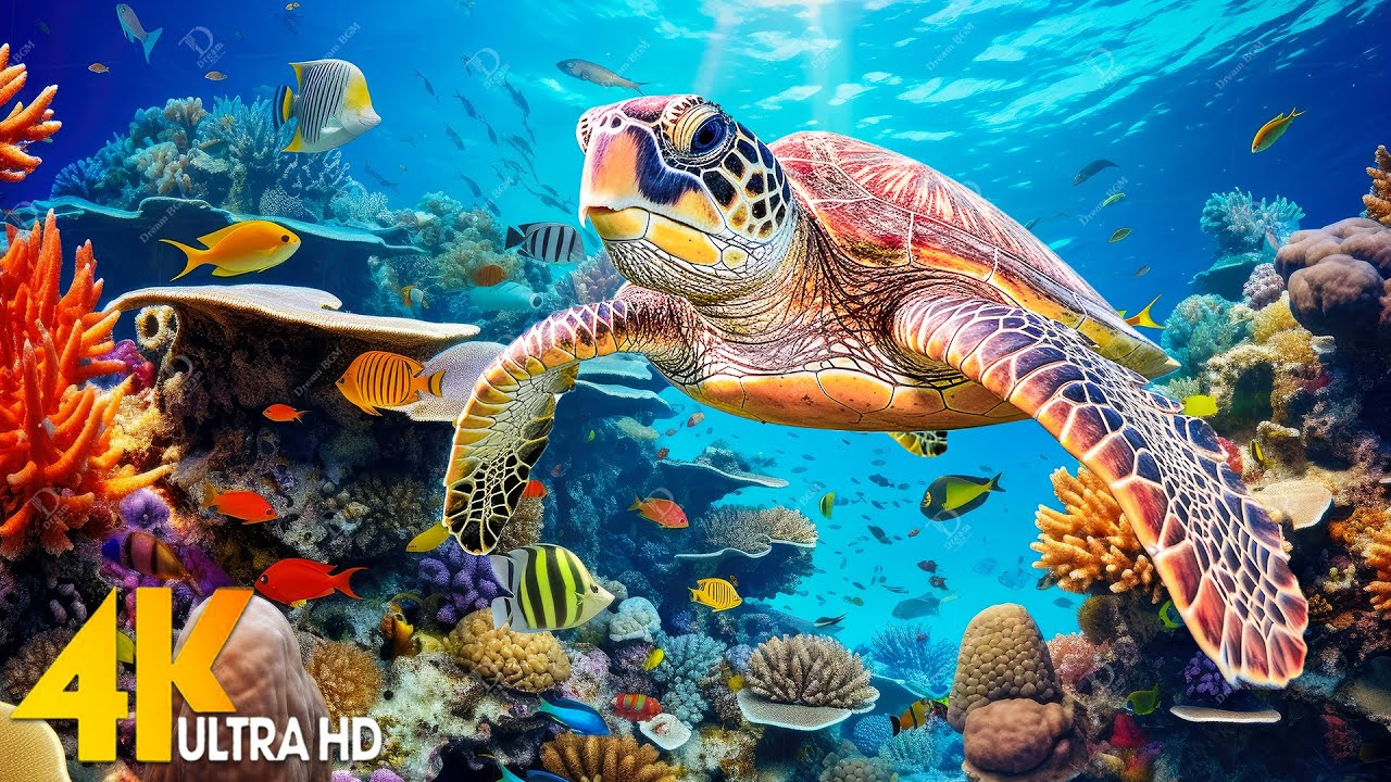 Под Красным морем 4K - Красивая рыба кораллового рифа в аквариуме, морские животные для отдыха - 4K
