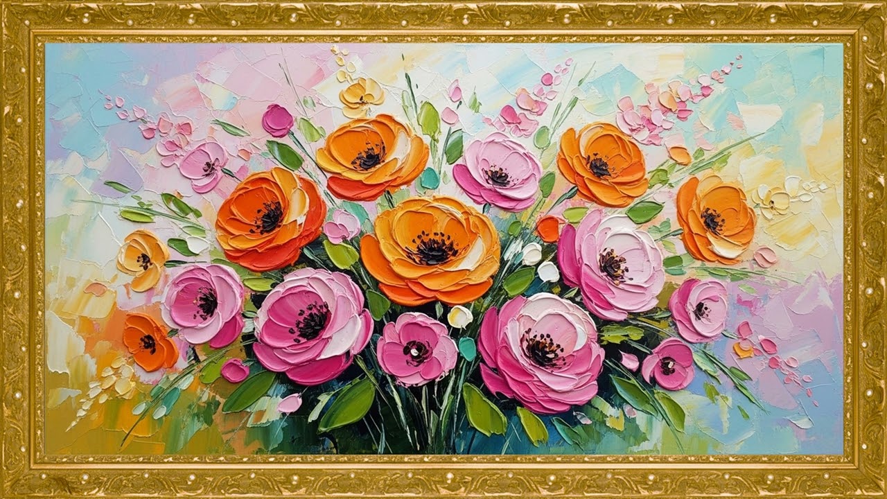 12-Hour Luxury Floral Oil Art Collection | Elegant 4K Gallery Wall Display (4 Masterpieces)