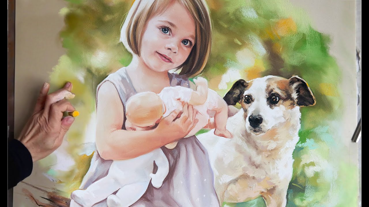 Pastel portrait, big size soft pastel portrait
