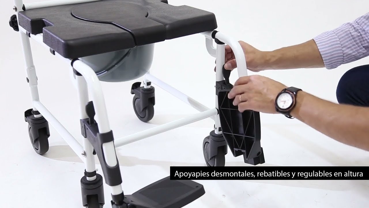 INODORO DE ALUMINIO CON RUEDAS, APOYABRAZOS Y APOYAPIES DESMONTABLES - CODIGO: D337