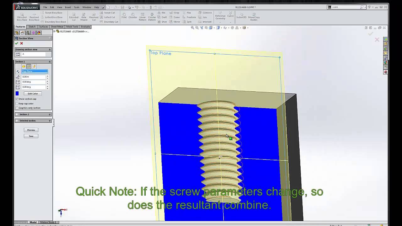 SOLIDWORKS – Объединить элемент