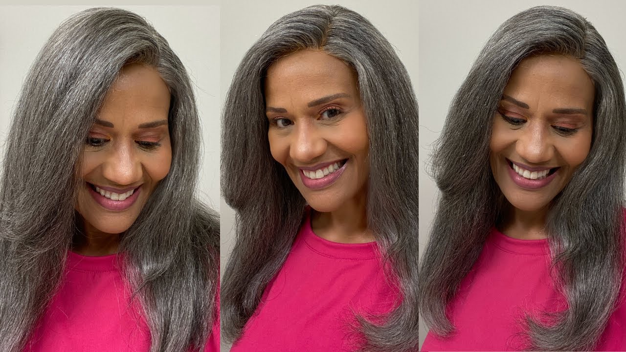 HOW TO STYLE A YAKI STRAIGHT HUMAN HAIR WIG ft @SOUL LADY WIGS Salt & Pepper Wig