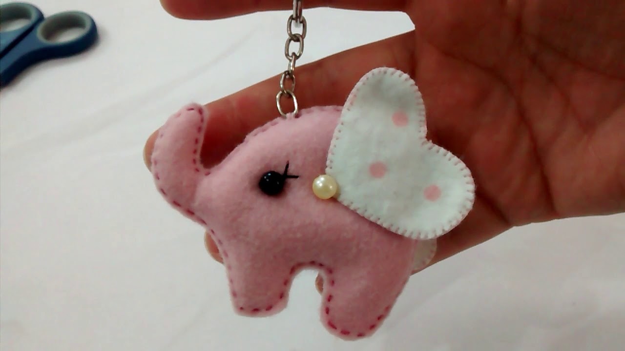 Chaveiro  de Elefante feito em Feltro  ( parte 2) - Clararte
