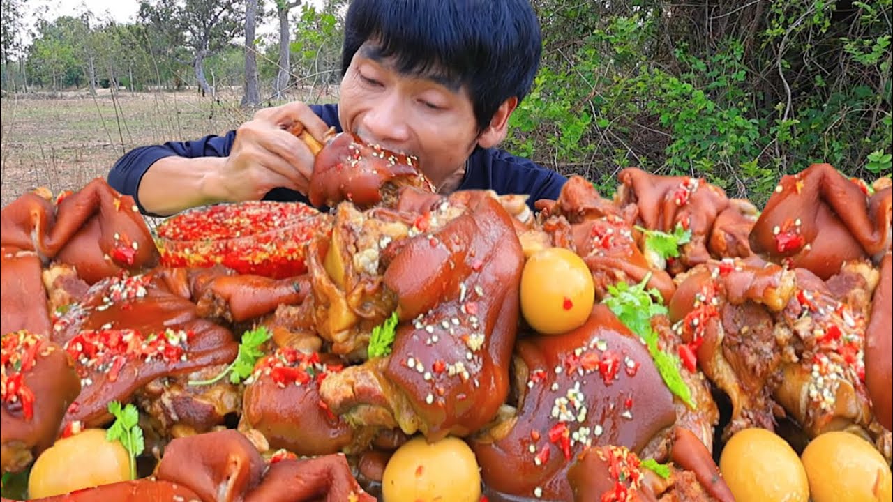 ขาหมูพะโล้จิ้มซีฟู๊ดแกล้มพริกสดแซ่บคักอีหลีครับพี่น้องMUKBANG EATING SHOW#โก้อีสานพาแดก