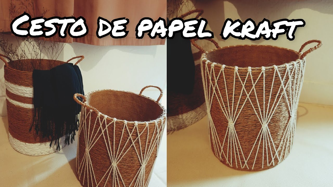 COMO FAZER UM LINDO CESTO USANDO PAPEL KRAFT E PAPELÃO | Decoração de casa - Diy Cesto BOHO