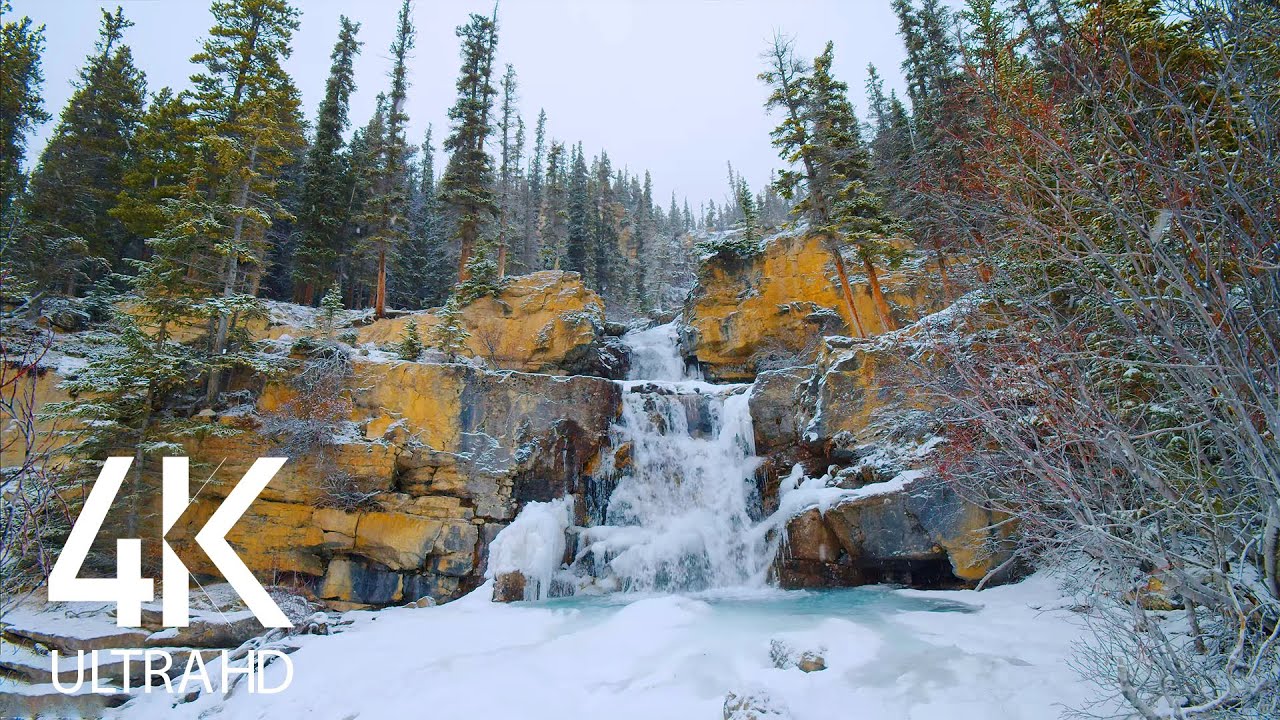 8 HRS of Calming Waterfall Sounds for Better Falling Asleep - Winter Charm of Tangle Creek Falls
