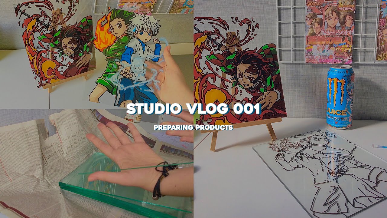 studio vlog 001 🍵📦 : starting my own business & preparing products [anime glass painting]