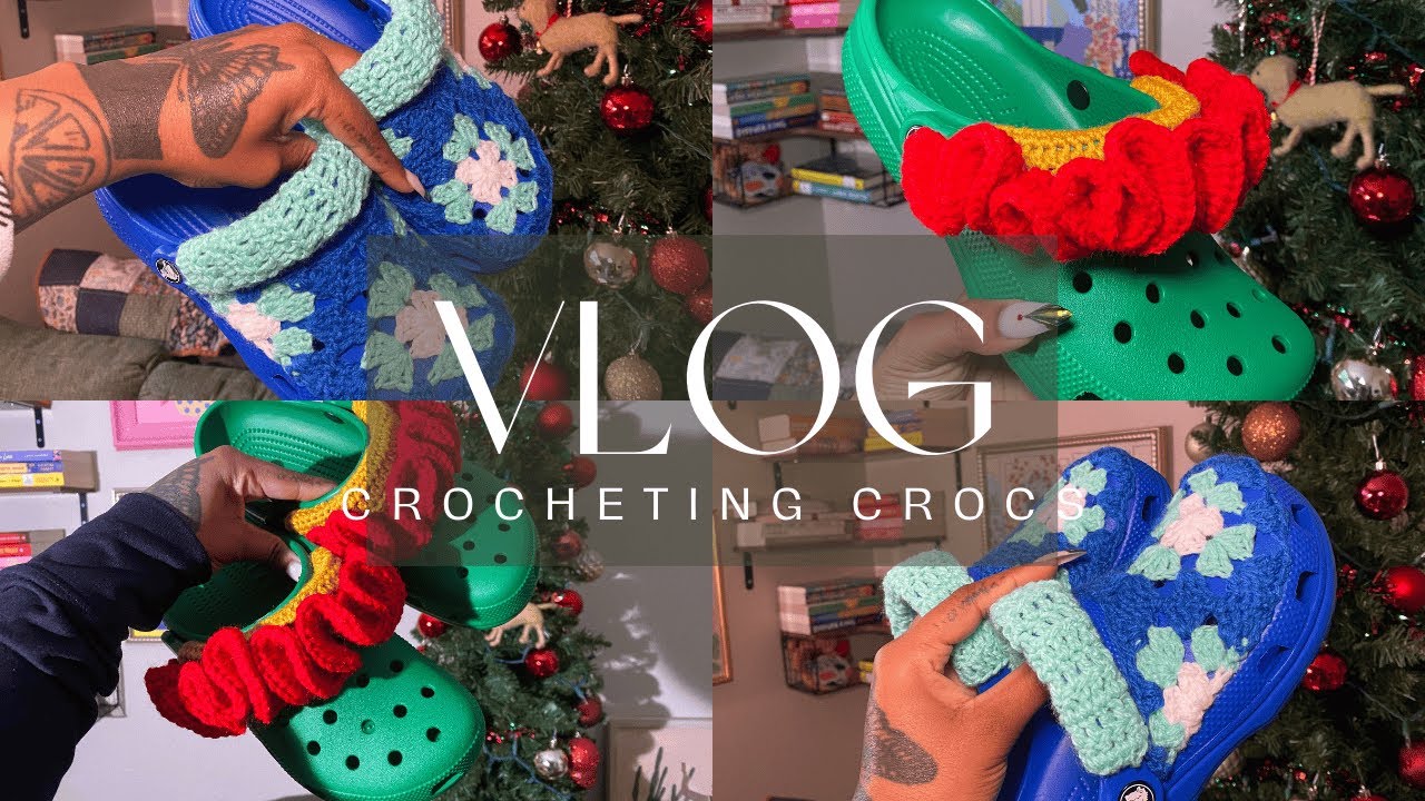 crocheting VIRAL crochet crocs by @Mamma.stitches  | VLOGMAS Day 17