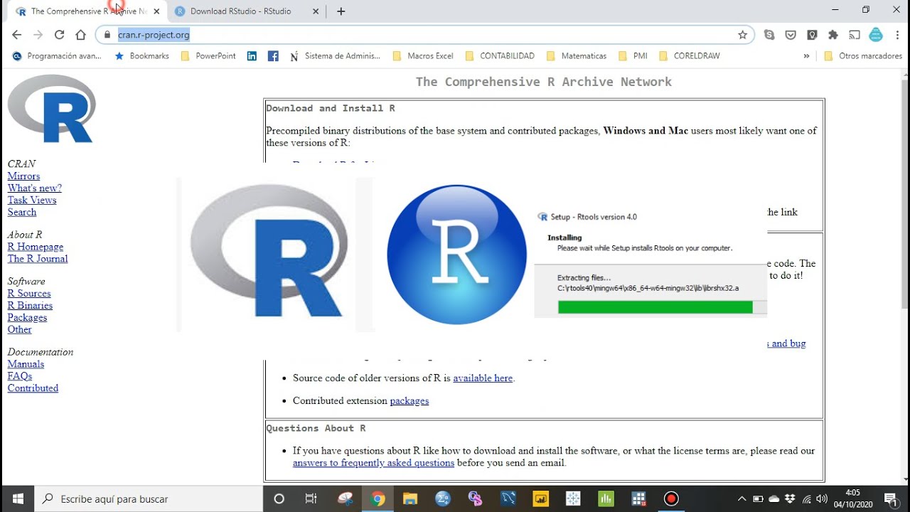Instalar R, RStudio y Rtools | Instalar R 4.0.2 | Instalar RStudio 1.3.1 | Instalar Rtools 4.0