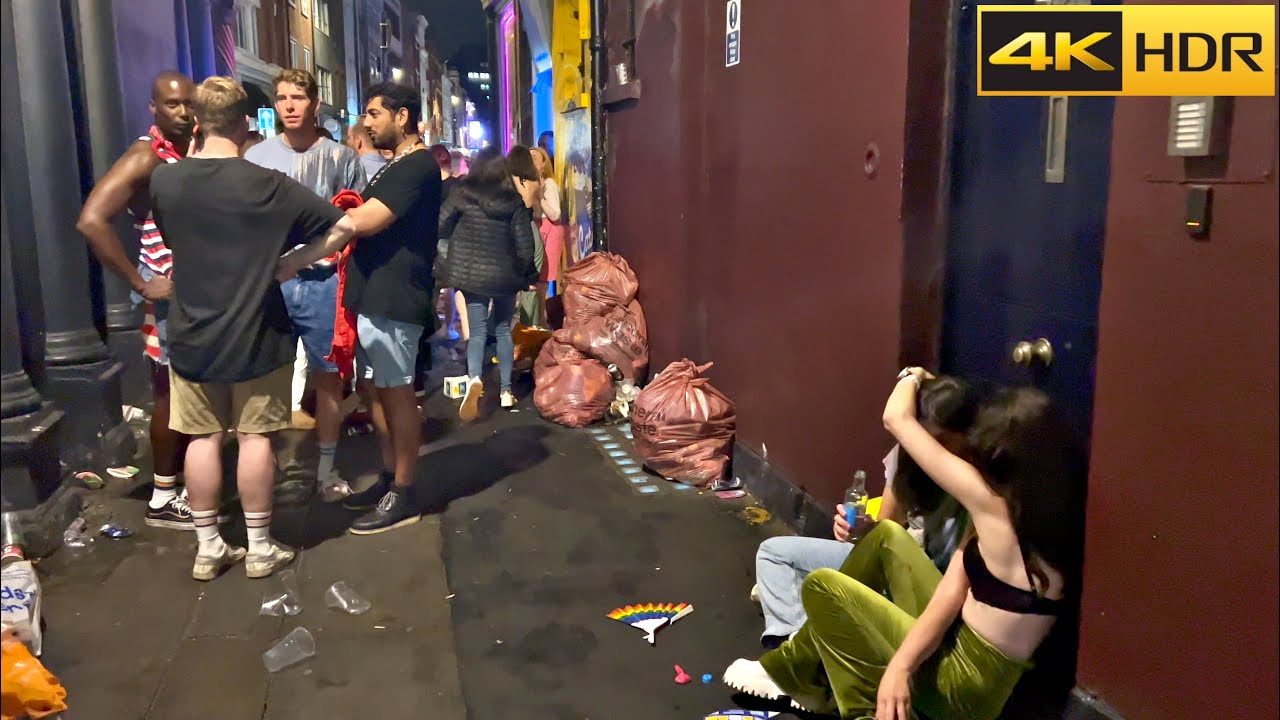 😈 Soho After Dark 😈 Post Party Garbage in Soho | Central London Night Walk [4K HDR]