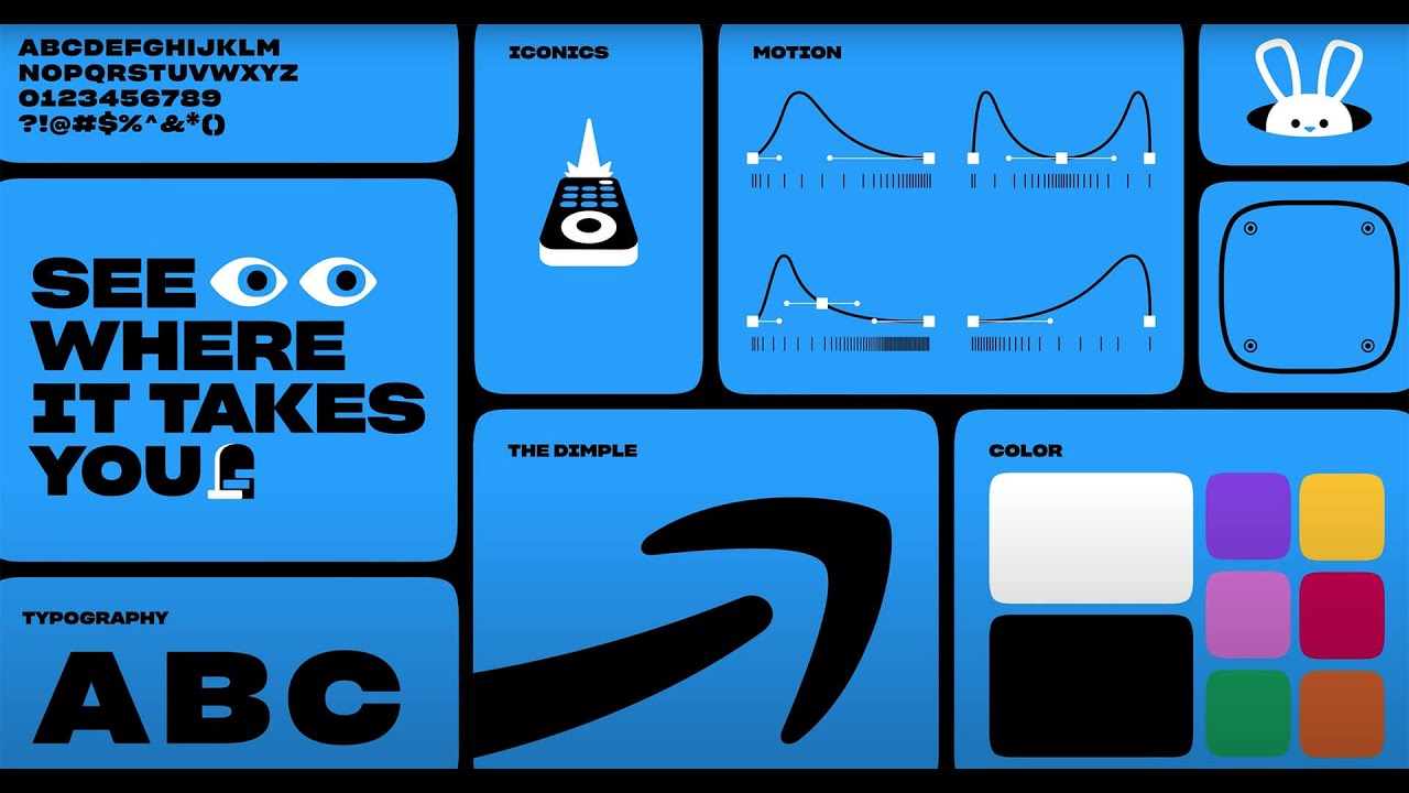 The Amazon dimple points to the refreshed brand identity of Prime Video conceived by Pentagram