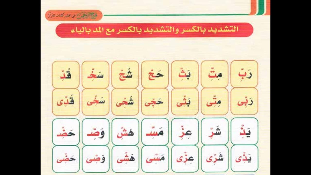 التشديد بالكسر و التشديد بالكسو مع الياء Altachdid belkasr