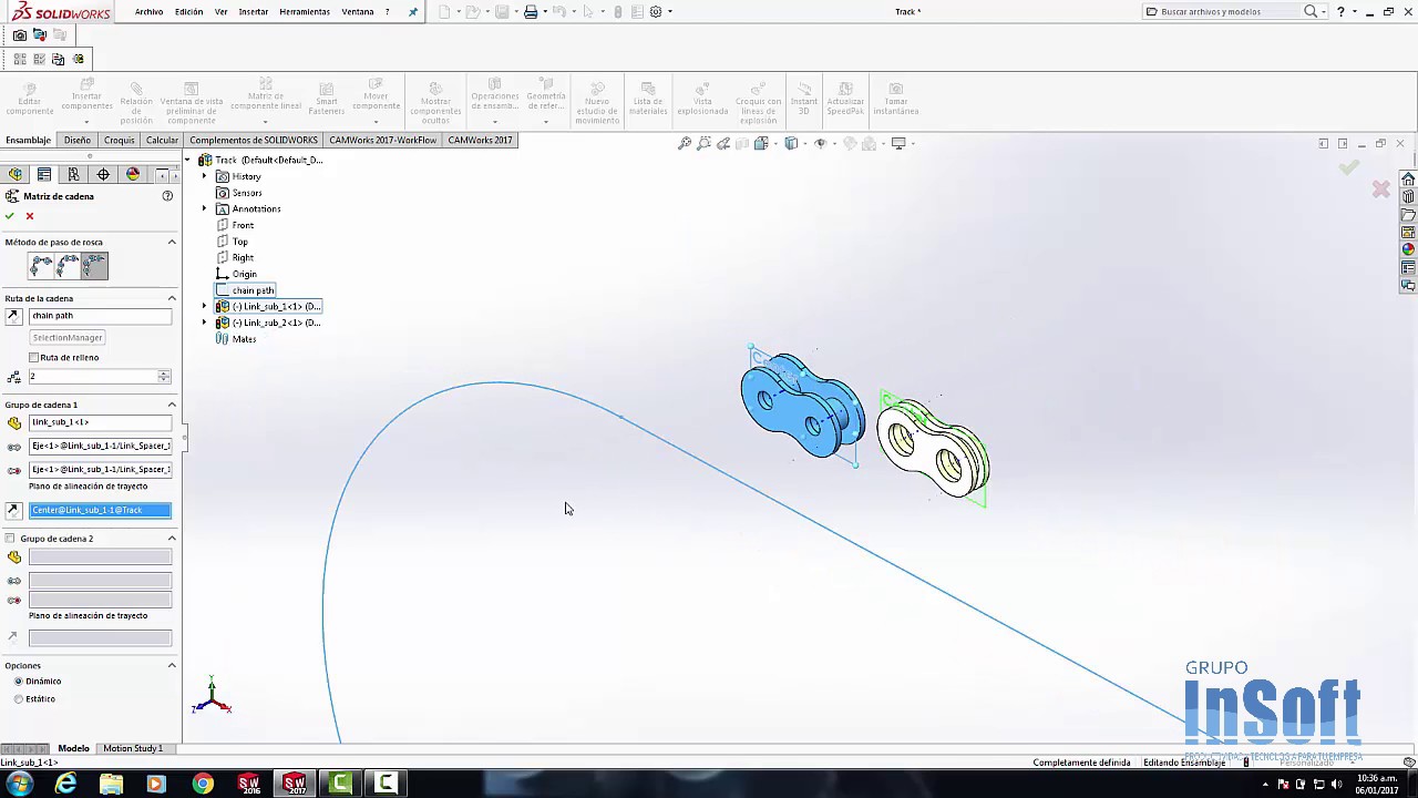 Cursos Solidworks intemedio - Realizar Cadenas o trayectos Diseño 3d