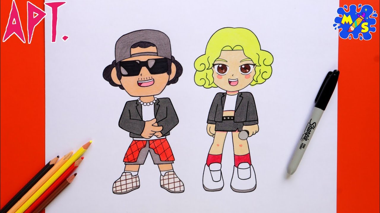How to Draw ROS&Eacute; and Bruno Mars Step by Step [APT.]