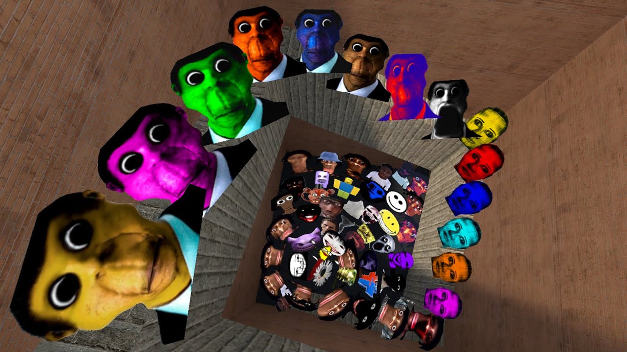Obunga Nextbots, Selene Family, Juandale Pringle, Nicos Nextbots Family Chase me in Maze Garry's Mod