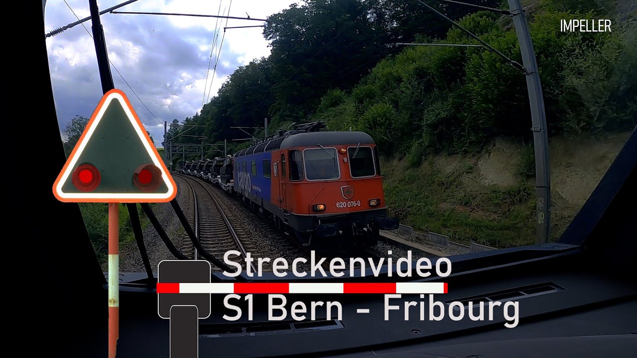 Cab ride / Führerstandsmitfahrt S1 Bern - Fribourg (remastered)