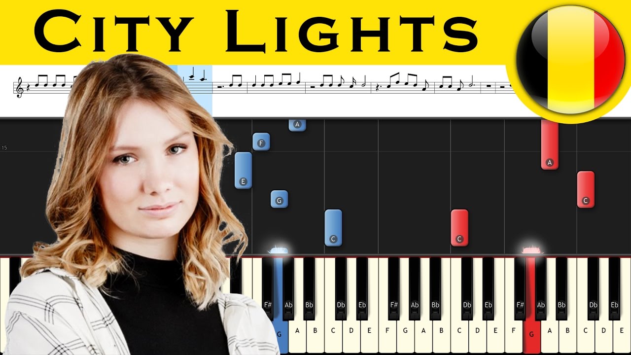 Blanche - City Lights - Belgium 2017 Eurovision - Piano tutorial + MIDI