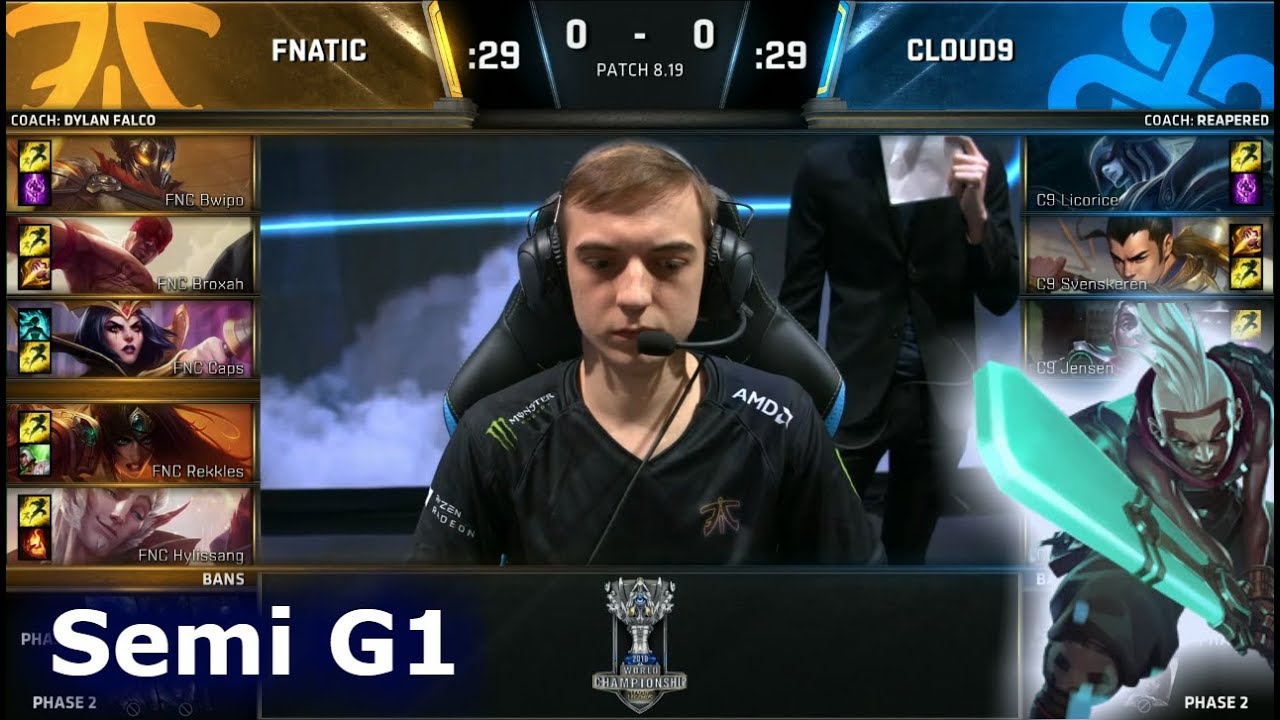 FNC vs C9 Game 1 | Semi Final S8 LoL Worlds 2018 | Fnatic vs Cloud 9 G1