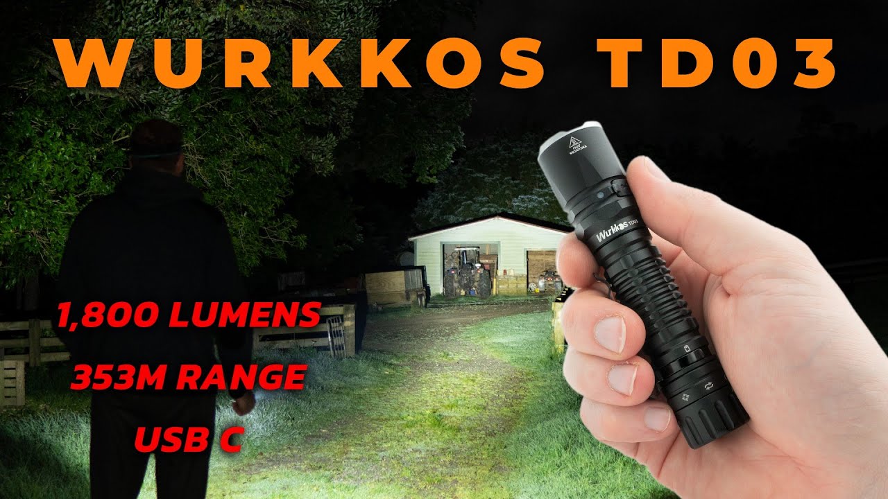 Wurkkos TD03, Tactical with Rotary Switch, 1,800 Lumens, 353m, USB C, SFT40 5000K