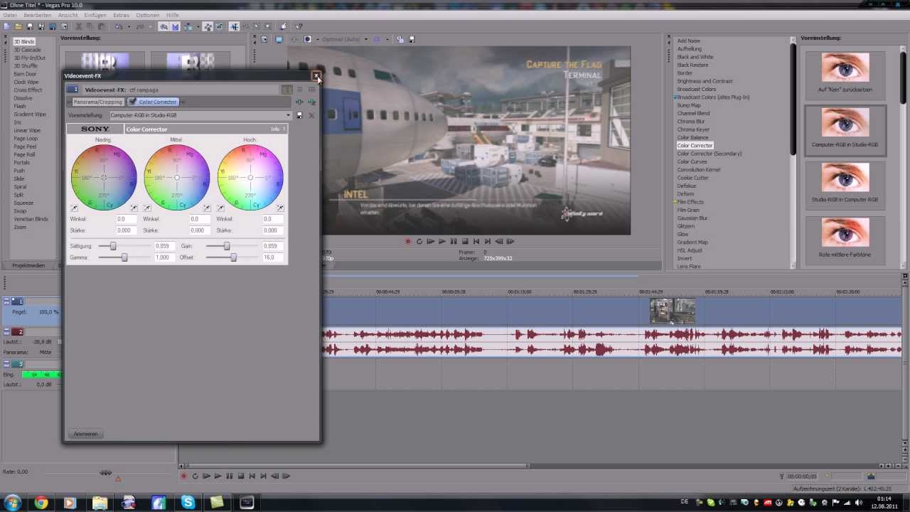 Commentarys in Sony Vegas Tutorial German
