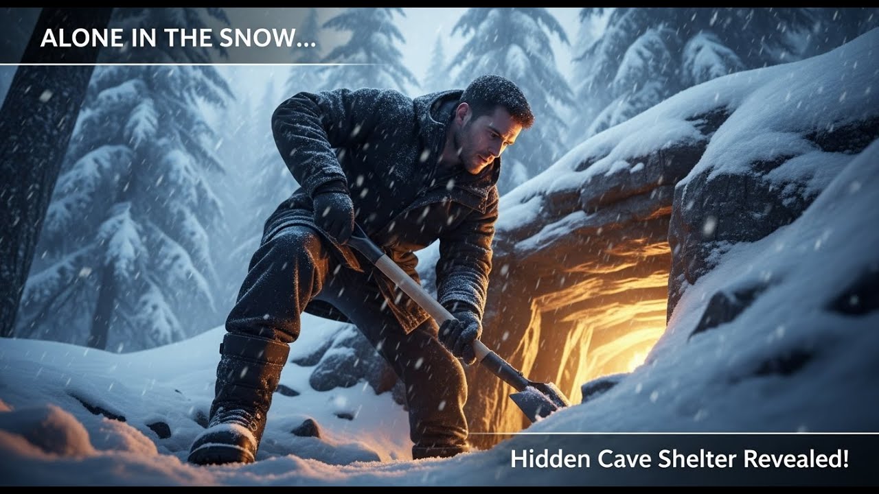 Building a Secret Cave Shelter Alone in a Snowstorm | Extreme Winter Survival ASMR