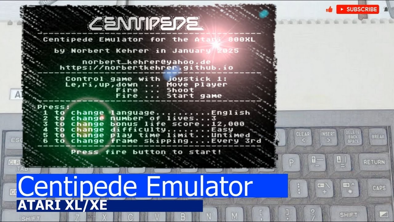 Atari XL/XE -=Centipede Emulator=-