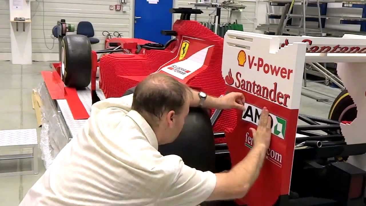 Full size LEGO® model Ferrari Formula One car made out of LEGO bricks