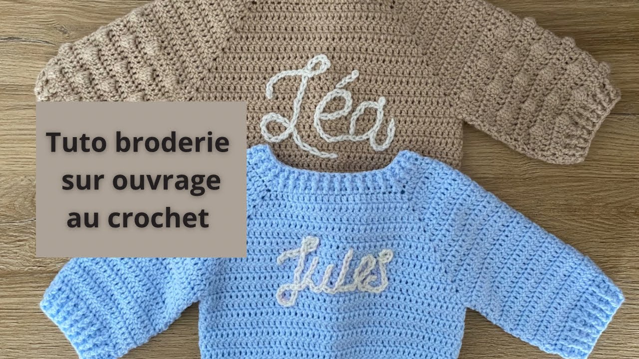 Broder au point de chaînette sur un ouvrage au crochet