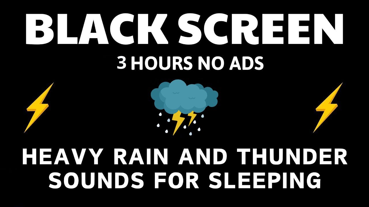 Heavy Rain and Thunder Sounds for Sleeping - Black Screen | Relaxing Rainstorm for Stress Relief