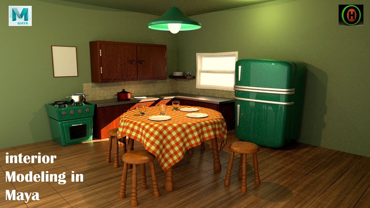 Autodesk Maya | Kitchen interior design modeling | M # 5