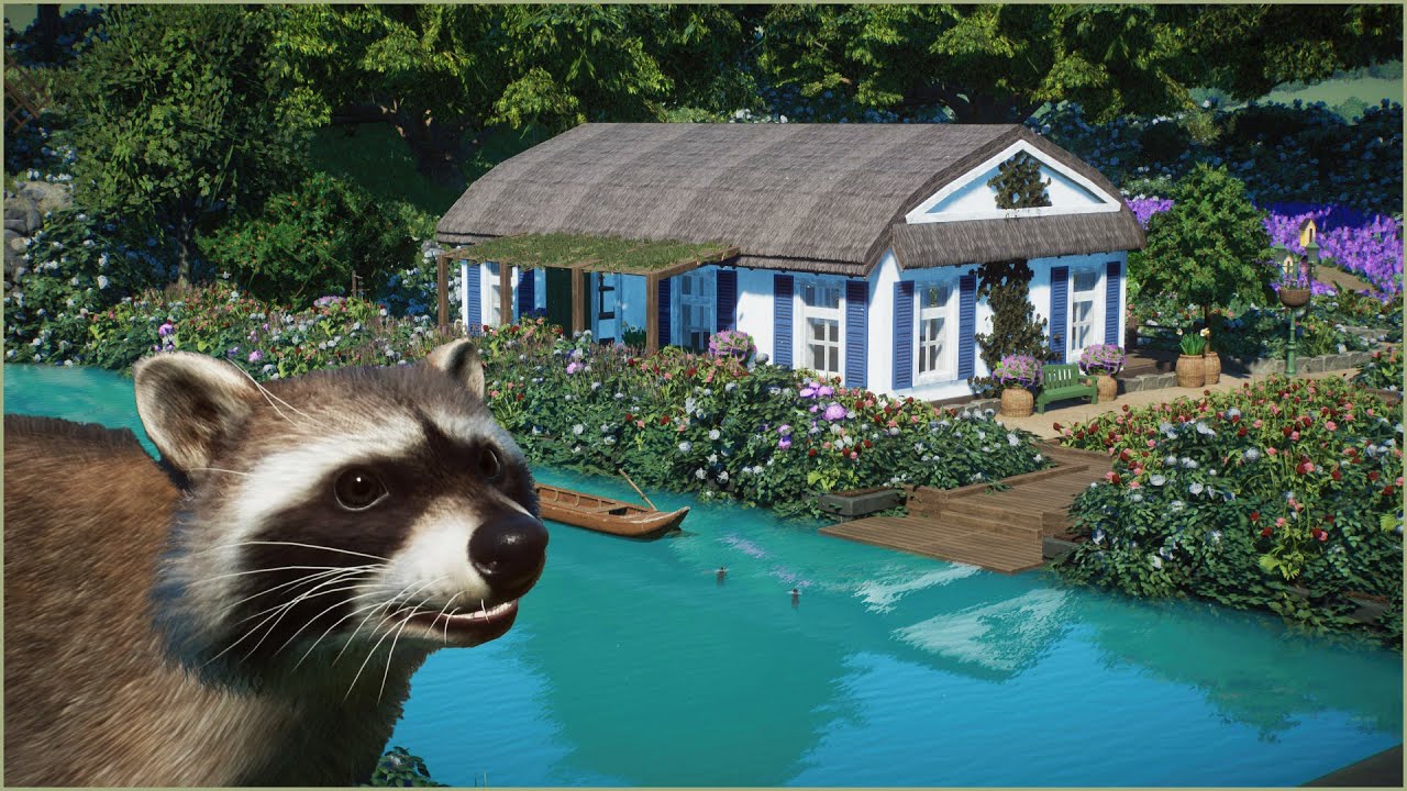 🪻 Free roaming raccoon habitat in a cozy flower garden farm | Medli Zoo | Planet Zoo | speedbuild🍀