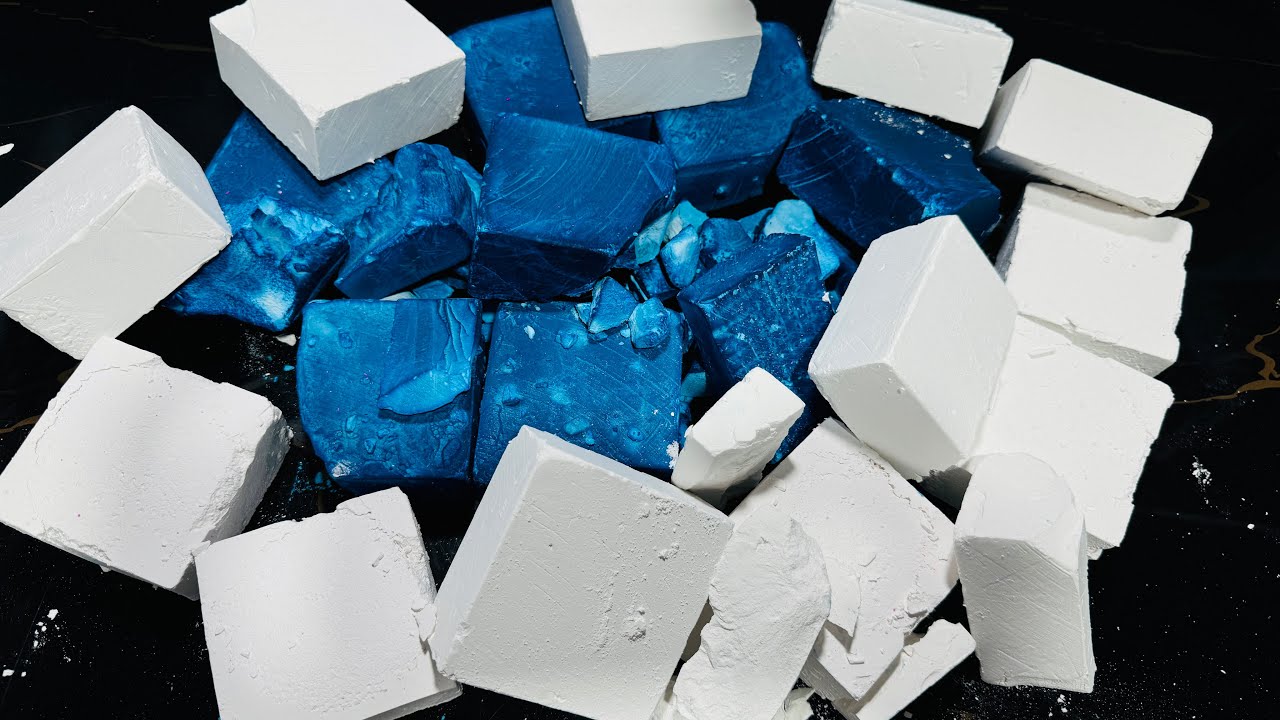 Thanks for 40k Subscribers | Fresh Plain and Blue Dyed Gym Chalk Crush ASMR 