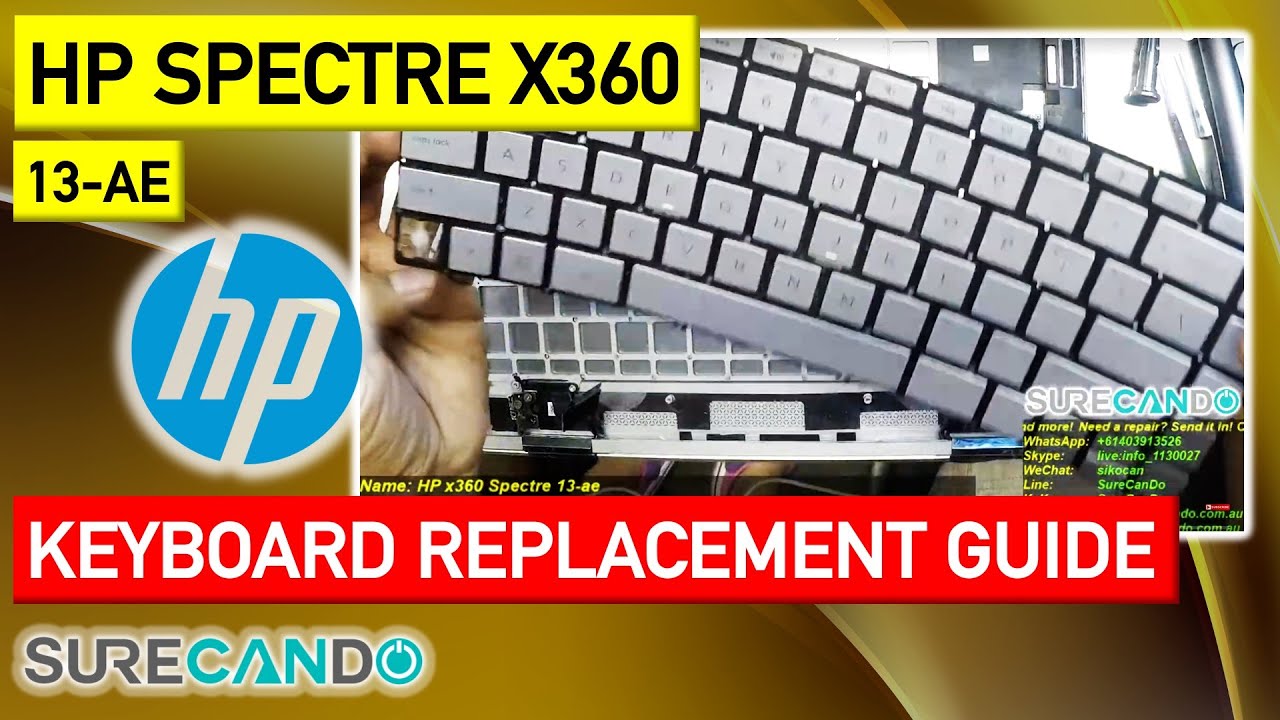 HP Spectre x360 Keyboard Replacement Guide Full Disassembly 13-AE Clean Fans Thermal Paste Cool Heat