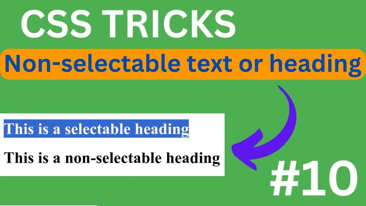 HTML non-selectable text or heading without using user-select property