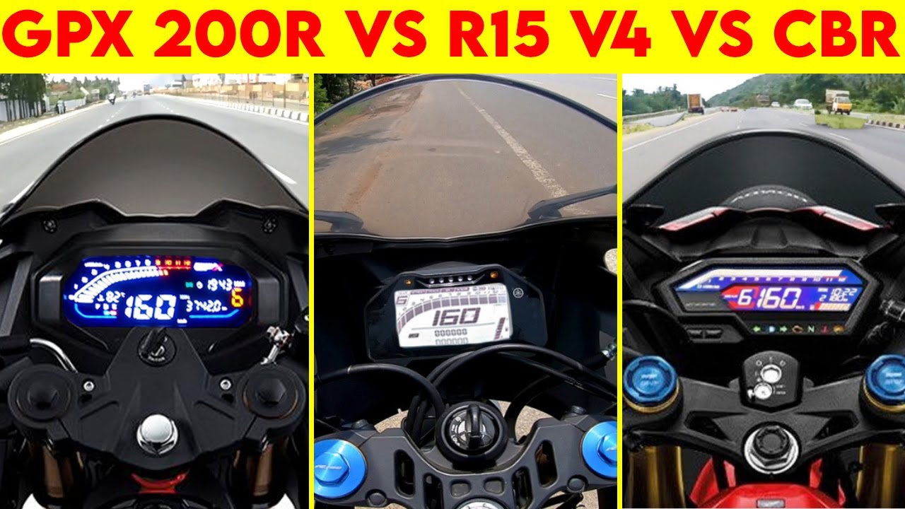 GPX 200R VS R15 V4 VS CBR 150 | 0 TO 100 | TOPSPEED BATTLE