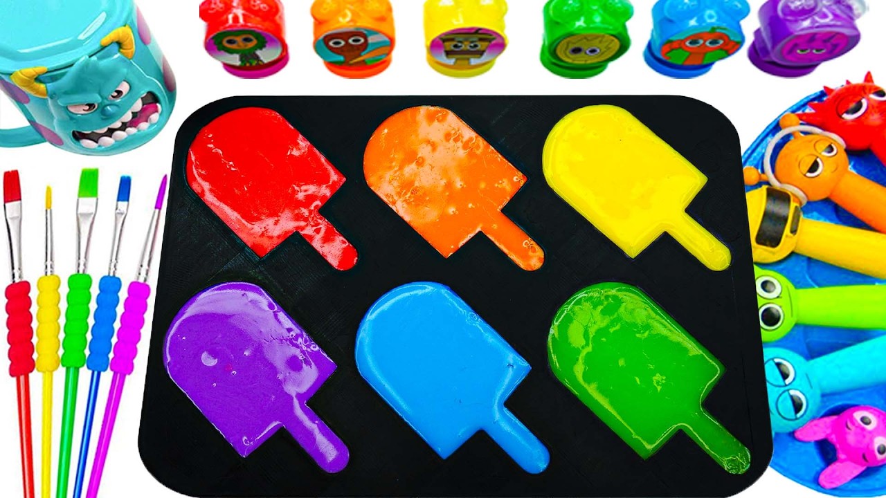 Oddly Satisfying Video l Making DIY Crazyy 6 Square Lolipops Stick Labubu SPRUNKI Paints Mixing ASMR