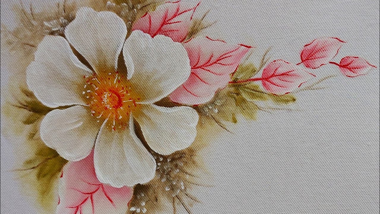 Pintura em tecido de flor do campo