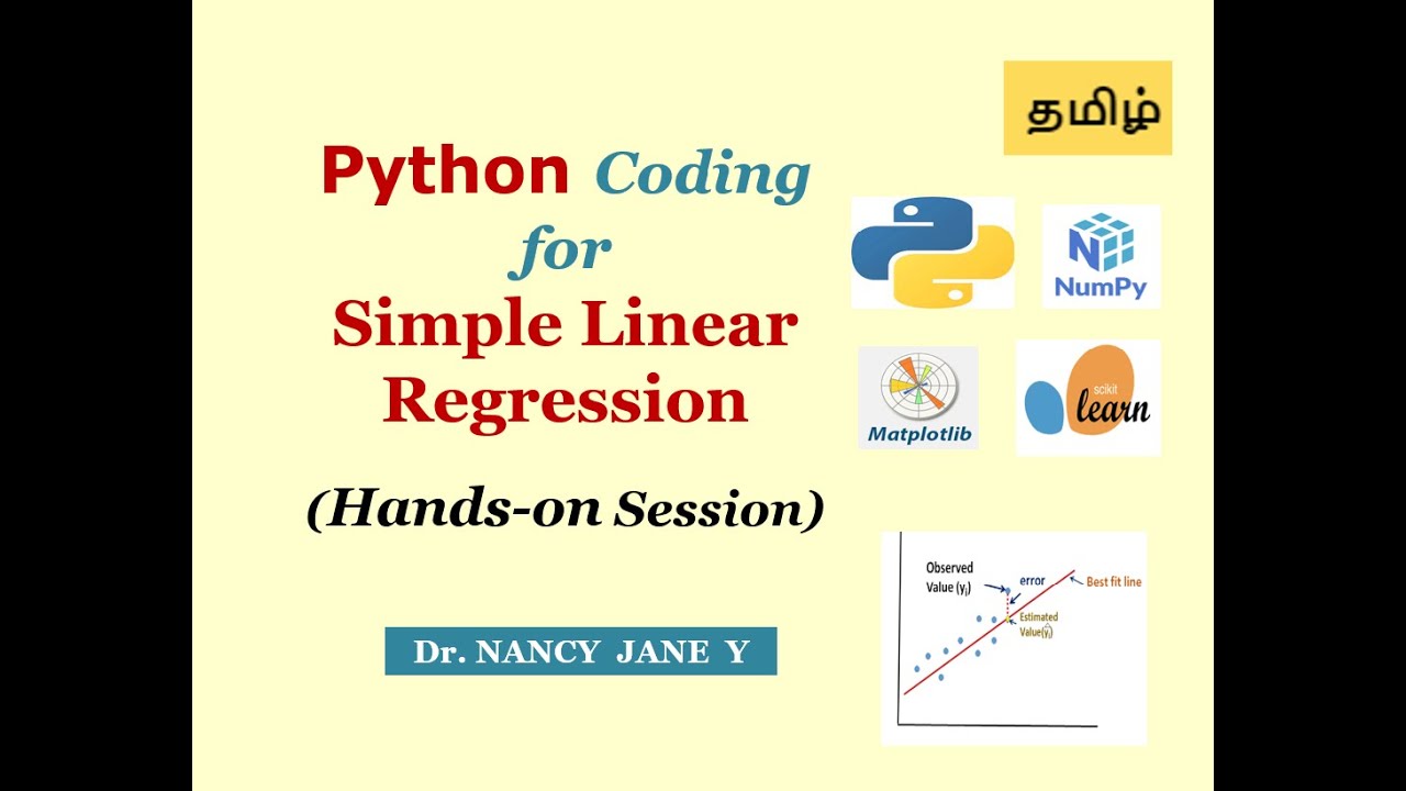 PYTHON code for Simple Linear Regression in Tamil| Machine Learning|Nancy Jane