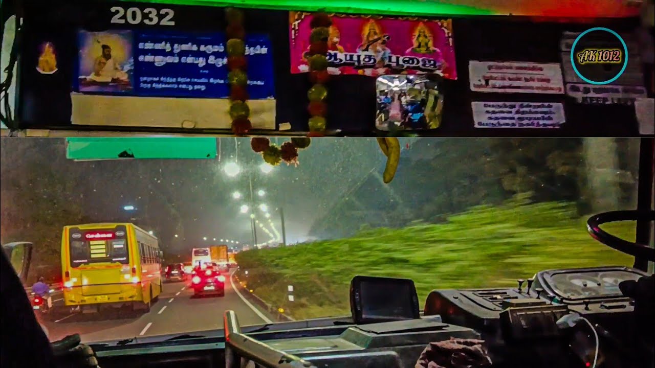 7 mins of High Speed night action in Chennai Bypass Rd onboard 104 MTC Red Bus Ashok Leyland Viking